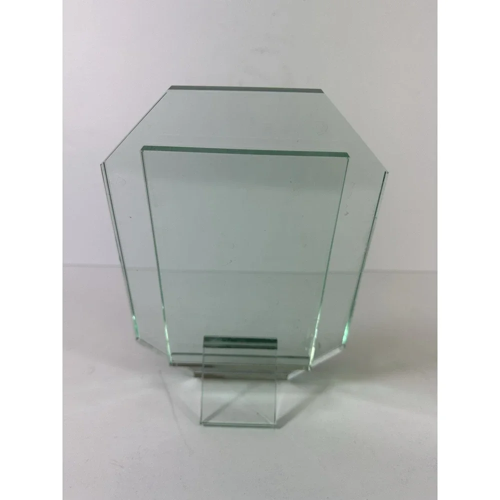 Jade Green Glass Picture Frame 4X6 Photo Free Stand Table Top Modern Octagonal